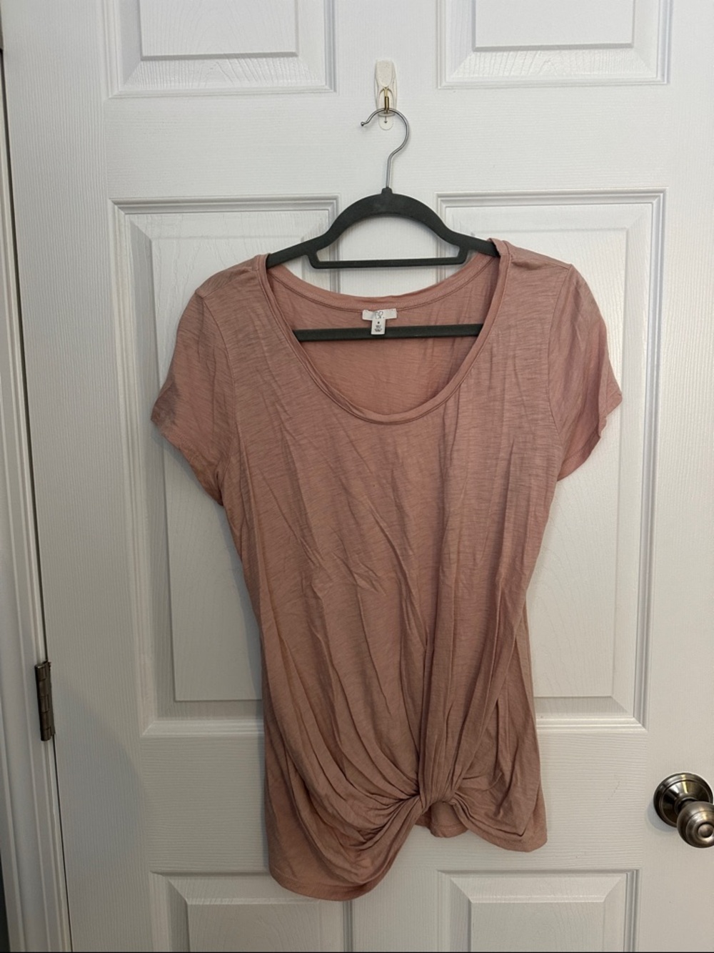 BP Nordstrom Pale Pink Short Sleeve Knot-Front Tee
